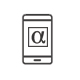 Smartphone che mostra l'icona dell'app Alfabeto Banking.